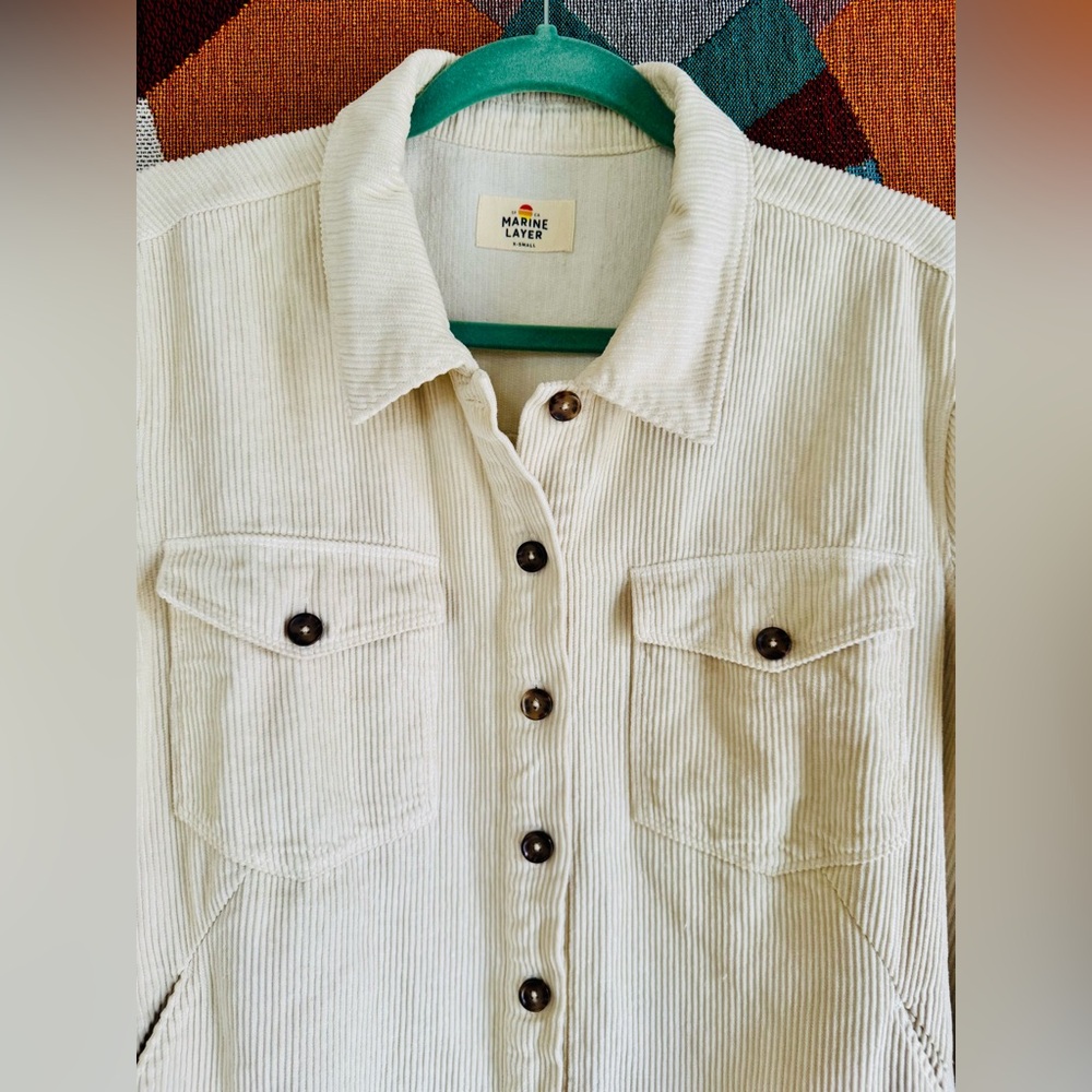Marine Layer Jemma Corduroy Hemp Cotton Ivory Shirt XS EUC - Picture 4 of 8